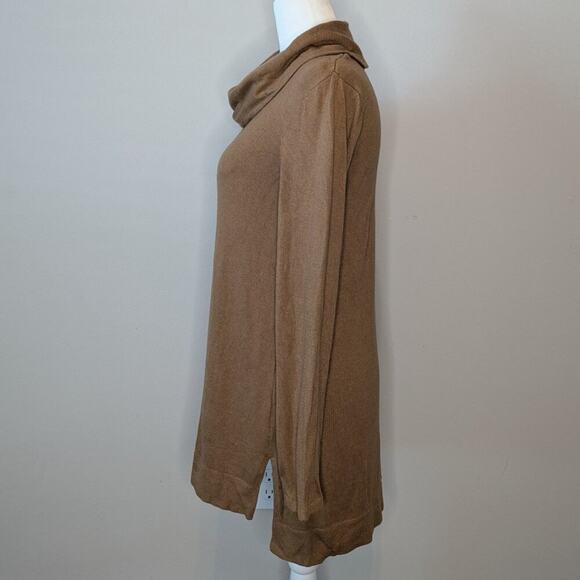 J. Jill Camel Brown Tan Cowl Neck Long Sleeve Tunic Sweater Blouse Size XS - Picture 2 of 7